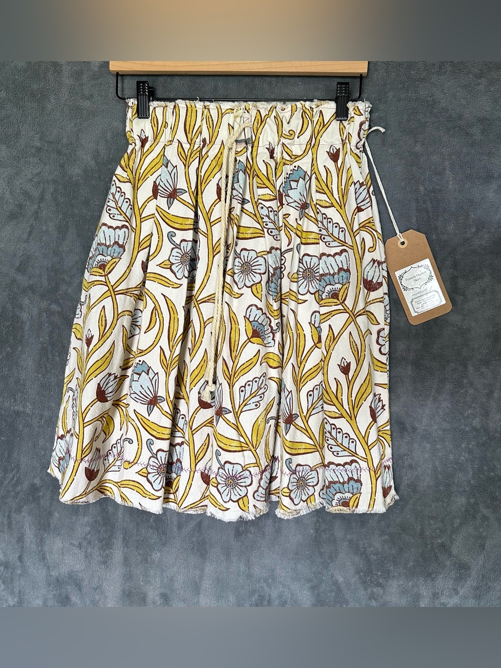 Lema French Market Skirt Hand Sewn Hand Block Printed Cotton Artisan 26-32” NWT
